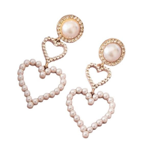 Heart pearl earrings #471 - Picture 3 of 7